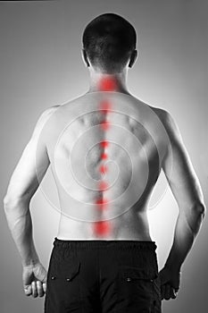 Man with backache. Pain in the human body