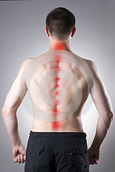 Man with backache. Pain in the human body