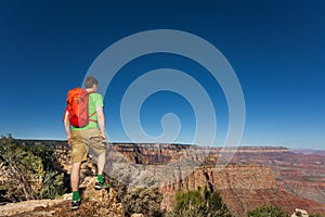 Man with backpack in Grand Canyon National Park