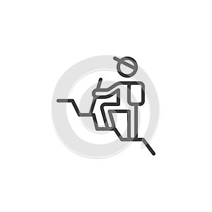 Man with a backpack hiking line icon
