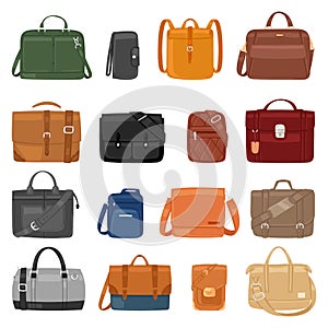 Man bag vector men fashion handbag or business briefcase and leather notecase of businessman illustration manlike bagged