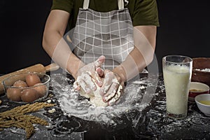 A man is baking homemade bakery