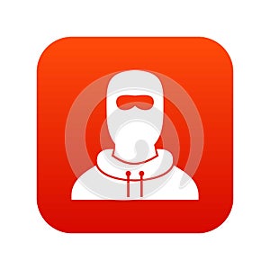 Man in balaclava icon digital red