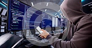 Man In Balaclava Stealing Data