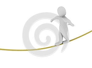 Man balancing on the rope photo