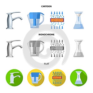 Man, bald, head, hand .Water filtration system set collection icons in cartoon,flat,monochrome style vector symbol stock