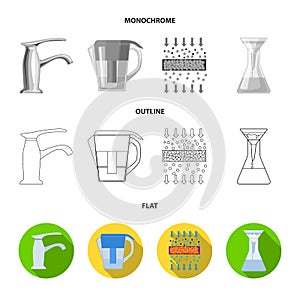 Man, bald, head, hand .Water filtration system set collection icons in flat,outline,monochrome style vector symbol stock