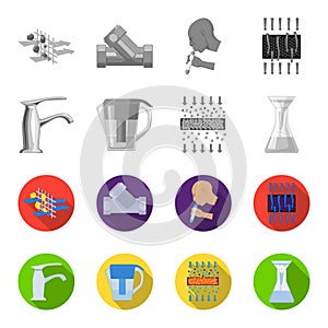 Man, bald, head, hand .Water filtration system set collection icons in monochrome,flat style vector symbol stock