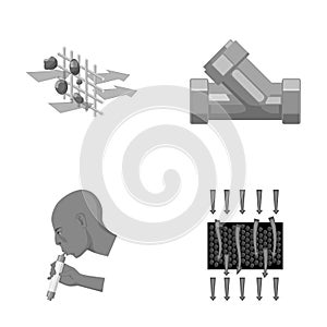 Man, bald, head, hand .Water filtration system set collection icons in monochrome style vector symbol stock illustration