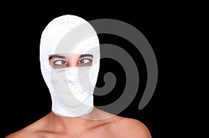 Man with a bandaged head