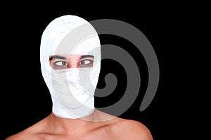 Man with a bandaged head