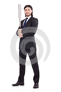 Man with baseball bat isolated