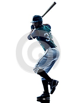 Man baseball player silhouette isolated