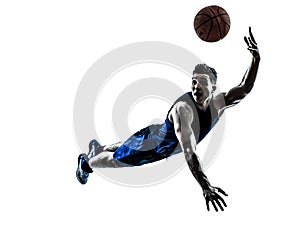 Man basketball player jumping throwing silhouette