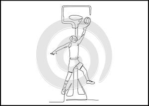 A man basketball player lay up jumping to make a pint isolated on white background - vector illustration