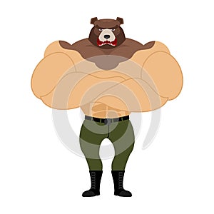 Man Bear. Strong powerful wild evil animal with big muscles. Bod photo