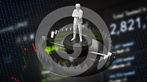 man on Bear Trap for Business concept 3d rendering