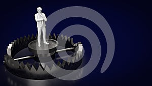 man on Bear Trap for Business concept 3d rendering