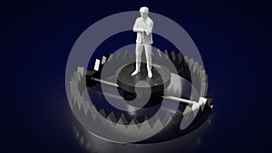 man on Bear Trap for Business concept 3d rendering