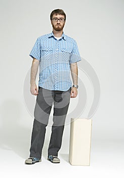 Man with beard standing in studio 01