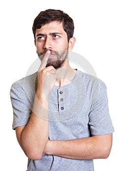 Man with beard thinking about a problem