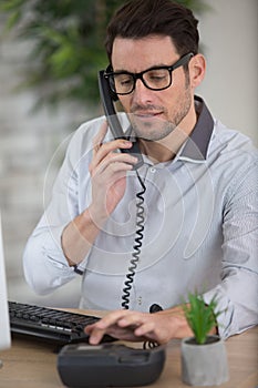 man bearded businessman on phone