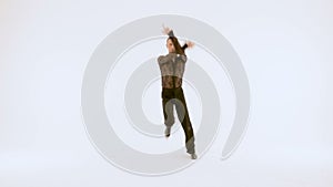 A man beautifully dances on a white background