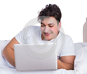 Man in bed suffering from insomnia