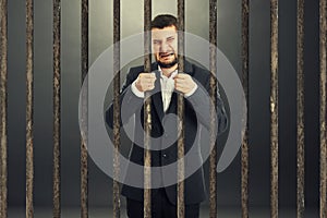 Man behind the prison cell