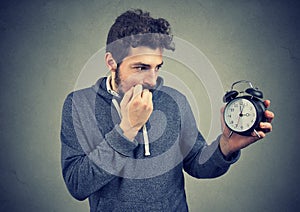 Man being anxious about time pressure