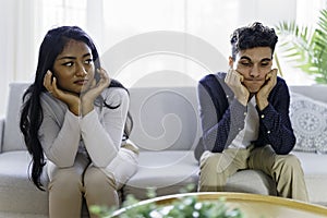 Man being mad at his girlfriend in their living room