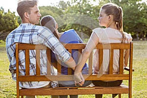 Man being unfaithful in the park