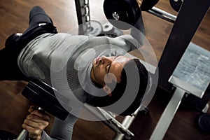 Man during bench press exercise