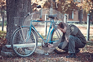 Man and bicycle