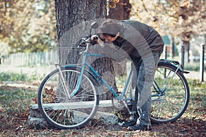 Man and a bicycle