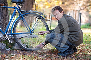 Man and bicycle