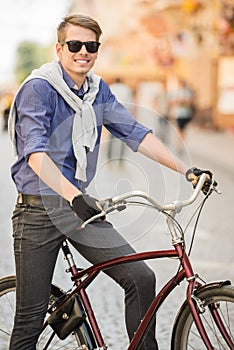 Man with bicycle
