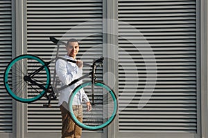 Man with bicycle