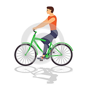 Man on bicycle isolated on white background. Vector illustration.