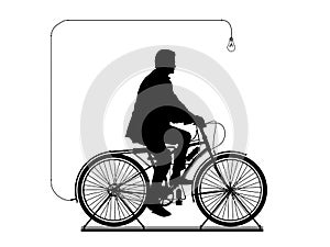 Man on the bicycle in perpetual motion