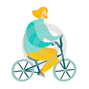 Man on Bicycle vector illustration. Eco-friendly transport