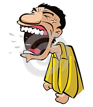 Man With Big Shouting Mouth Color Illustration Design