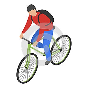 Man bike delivery icon, isometric style