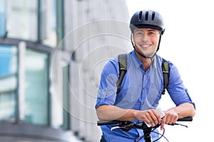 Man biking in the city