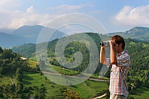 Man with binoculars