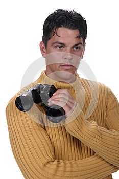 Man with binoculars
