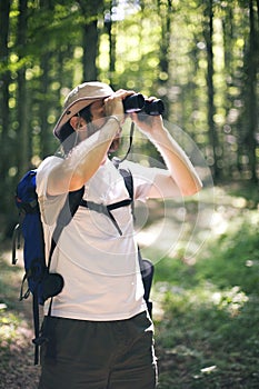 Man birdwatching