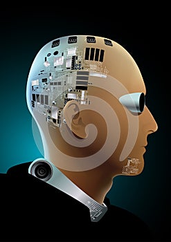 Man in black with hi tech implants