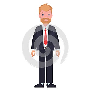 Man in Black Suit, White Shirt and Red Tie Beard