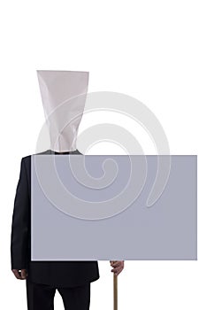 Man with blank sign